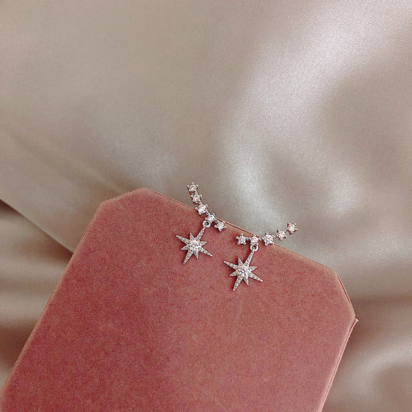 Sparkling Star Zircon Smile Earrings