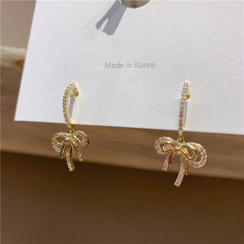 Dripping Bow Diamante Earrings