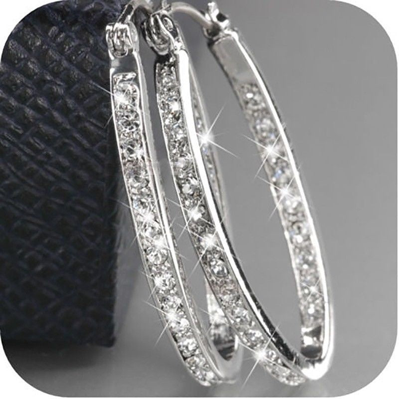 Small Silver Diamante Hoop