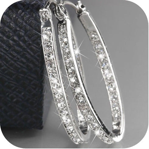 Small Silver Diamante Hoop