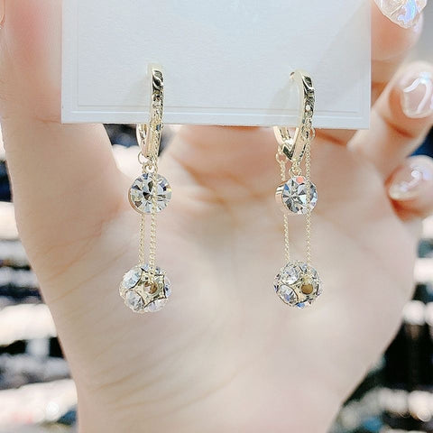 Blingy Diamond Ball Taasel Earrings