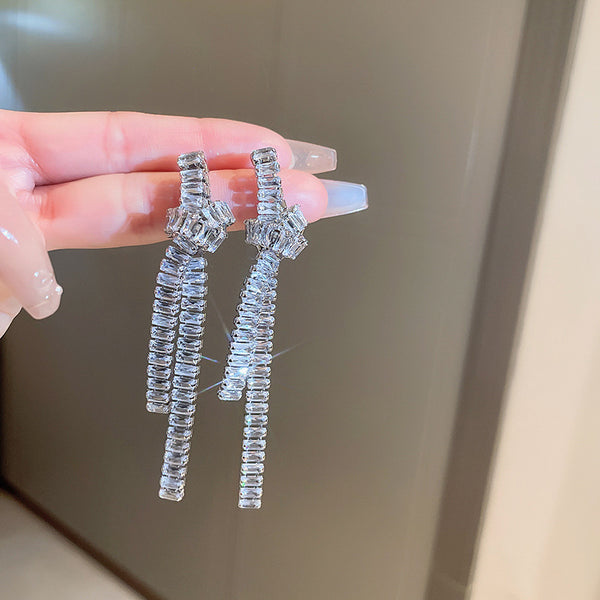 Diamond Zircon Knotted Earrings