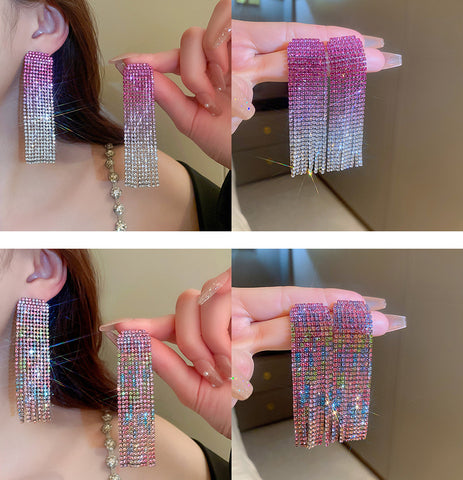 High End Diamond Love Tassel Earrings