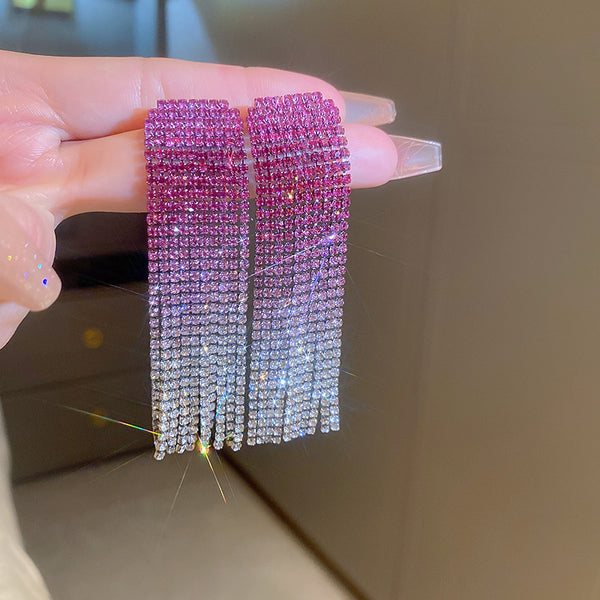 High End Diamond Love Tassel Earrings
