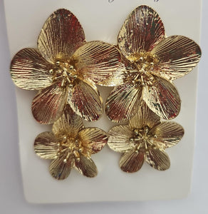 Golden Double Flower Earrings