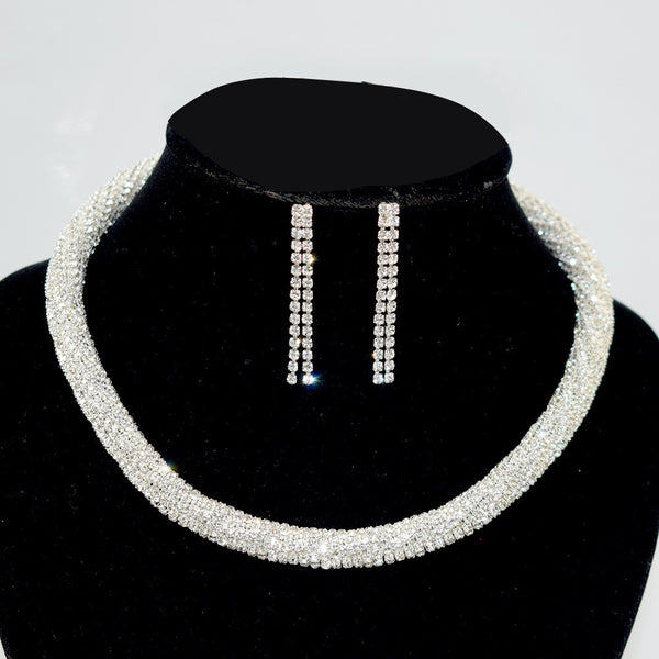 Thick Diamante Choker 2 Piece Set