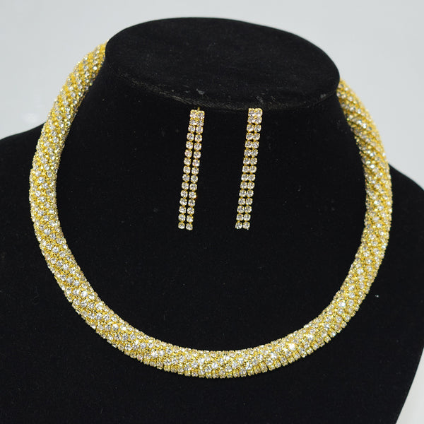 Thick Diamante Choker 2 Piece Set