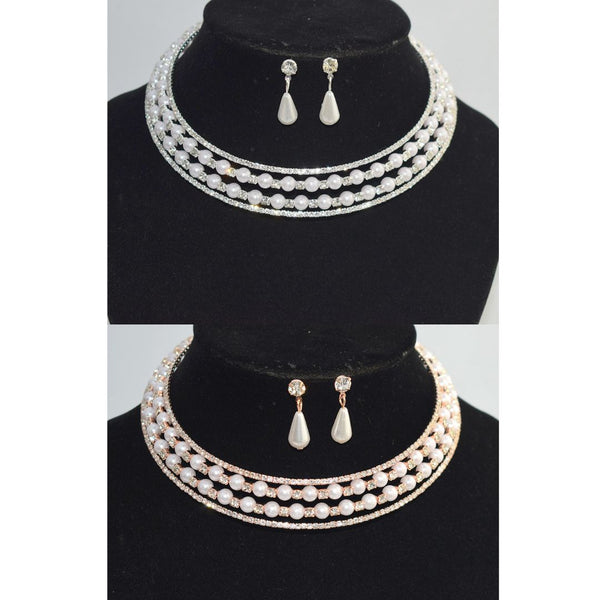 French Multi Layered Rhinestone Choker