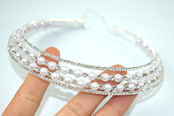 French Multi Layered Rhinestone Choker