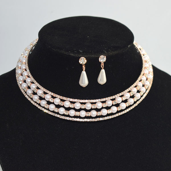 French Multi Layered Rhinestone Choker