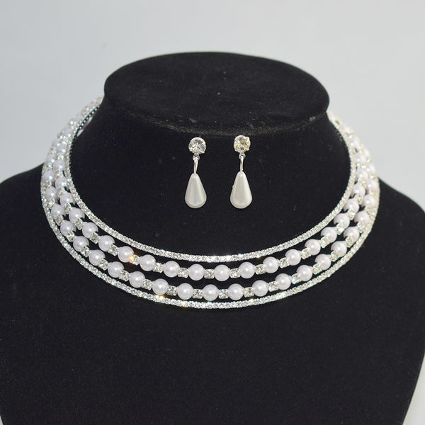 French Multi Layered Rhinestone Choker