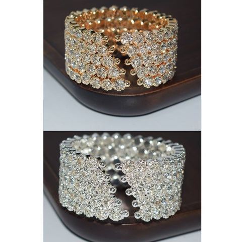 5 Rows Large Rhinestones Open Bracelet