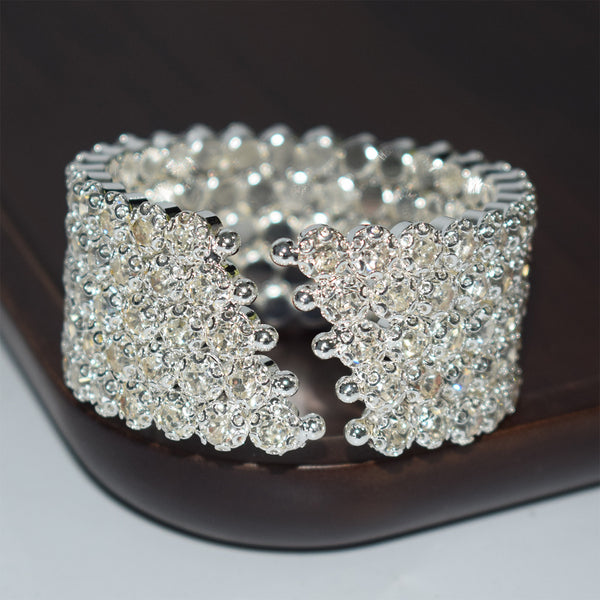 5 Rows Large Rhinestones Open Bracelet