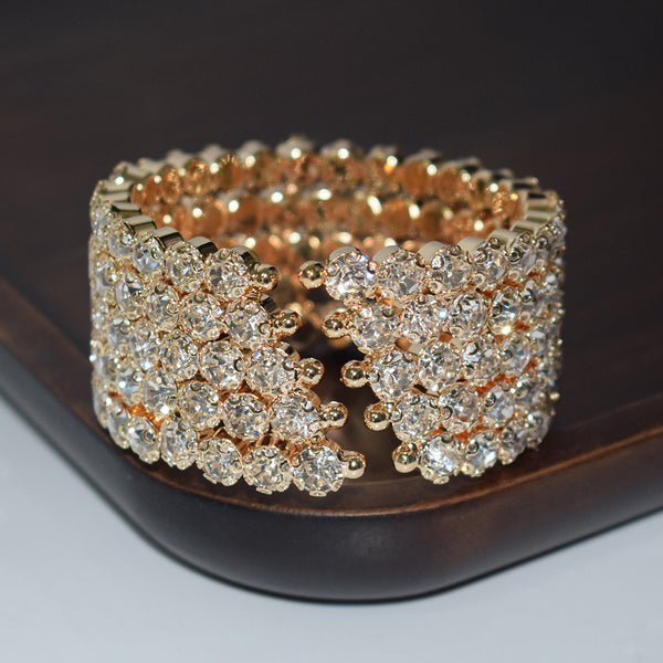 5 Rows Large Rhinestones Open Bracelet