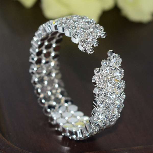 3 Rows Large Rhinestones Open Bracelets