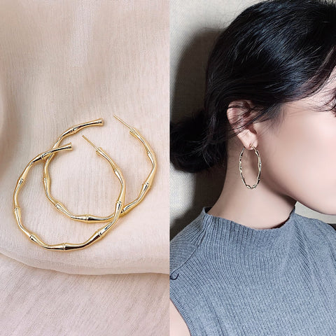 Gold Patterned Hoop Earrings
