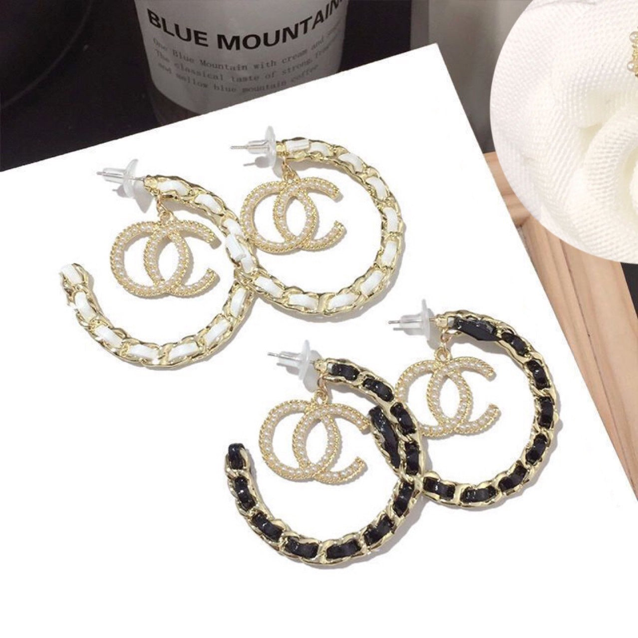 CC Letter Hoop Earrings