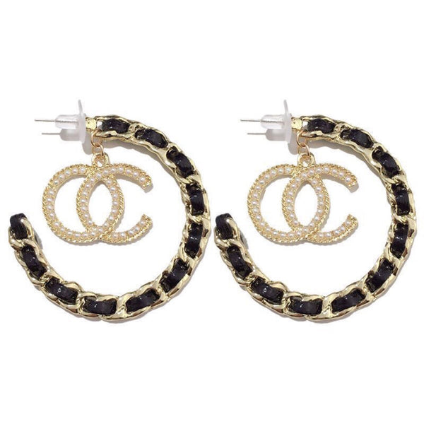 CC Letter Hoop Earrings