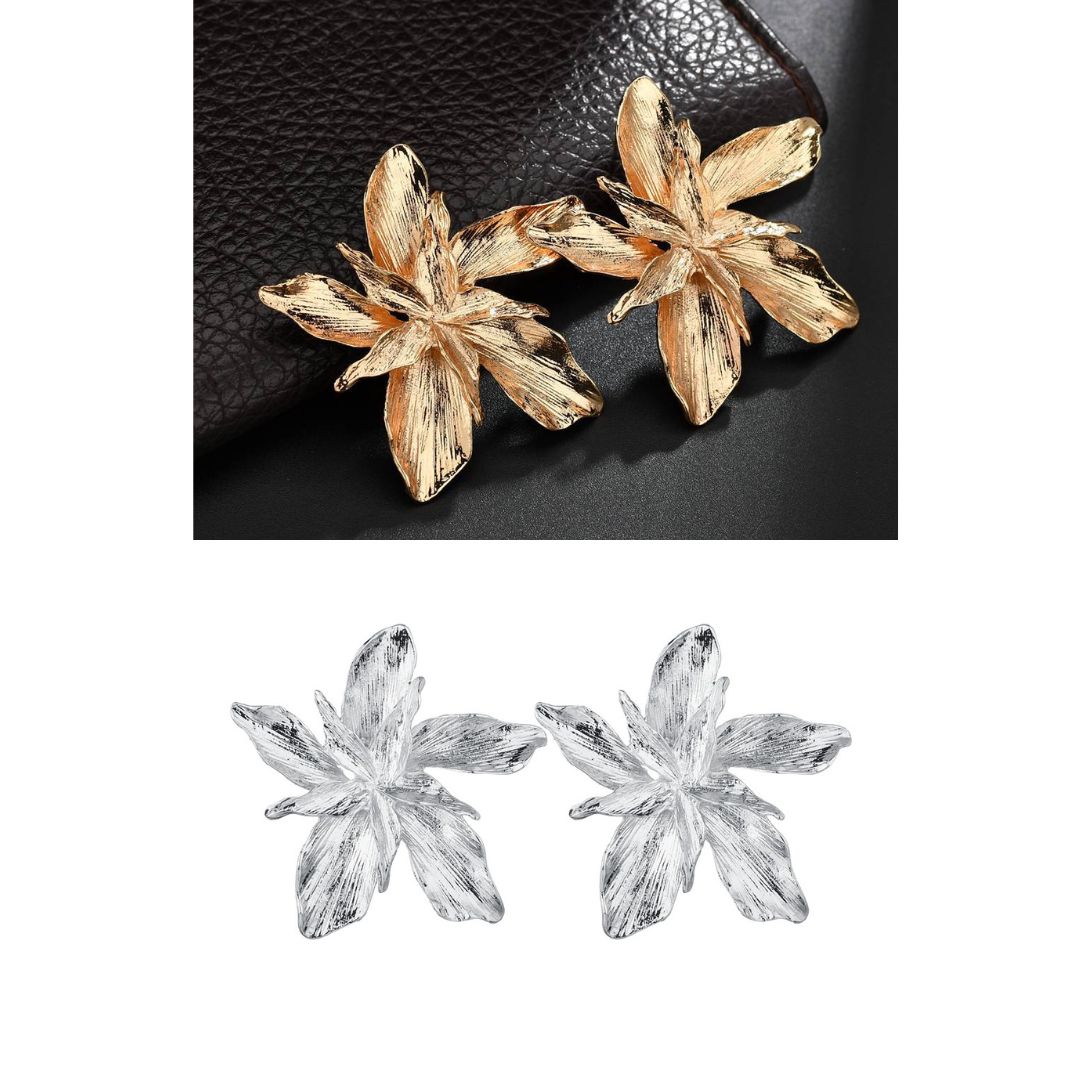 Metal 3D Flower Earrings