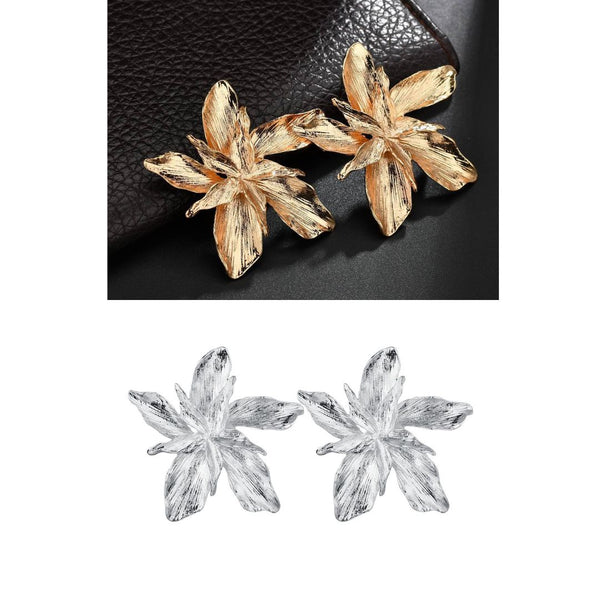 Metal 3D Flower Earrings