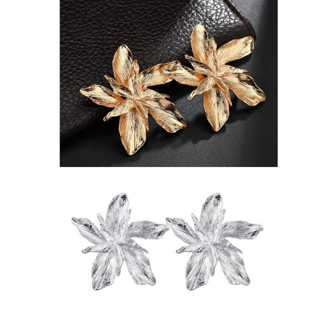 Metal 3D Flower Earrings
