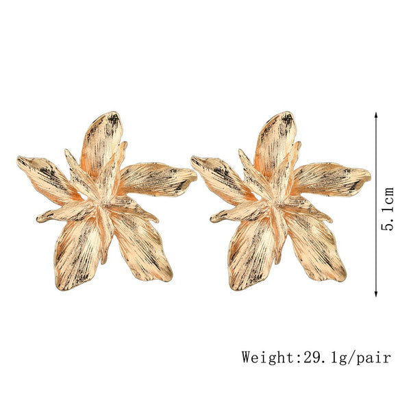 Metal 3D Flower Earrings
