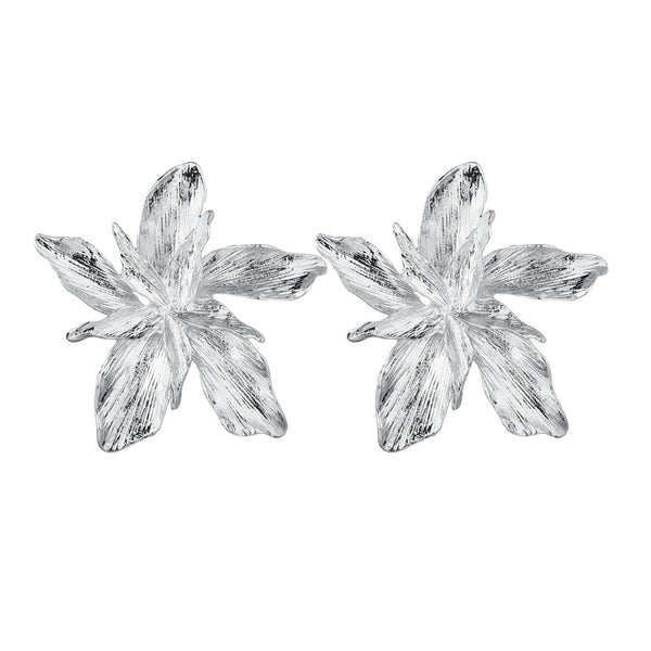 Metal 3D Flower Earrings