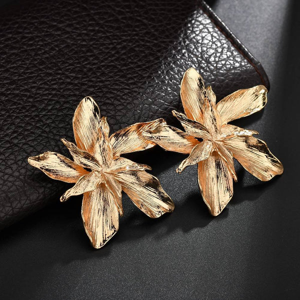 Metal 3D Flower Earrings