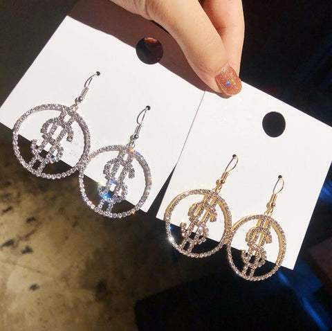 $$ Diamante Hoop Earrings