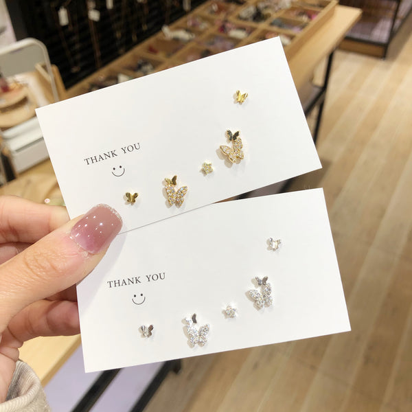 Light Lux Butterfly Earrings and Bone Stud Set