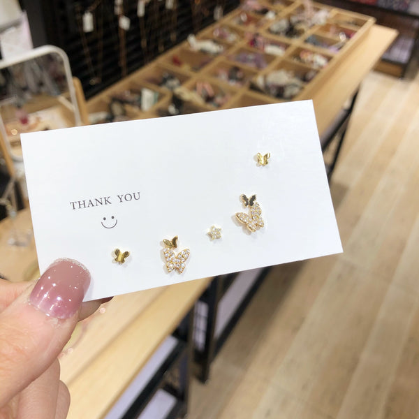Light Lux Butterfly Earrings and Bone Stud Set
