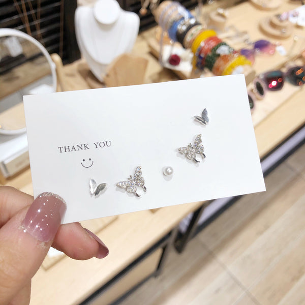 Light Lux Butterfly Earrings and Bone Stud Set