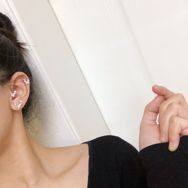 Light Lux Butterfly Earrings and Bone Stud Set