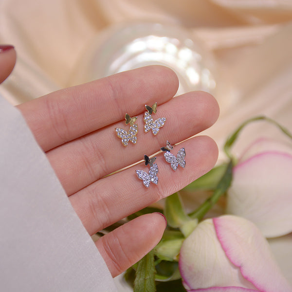 Light Lux Butterfly Earrings and Bone Stud Set