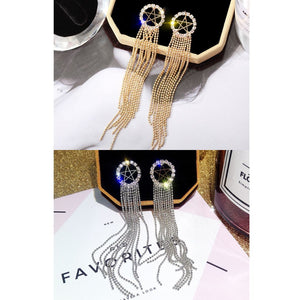 Hollow Star Diamond Tassel Earrings