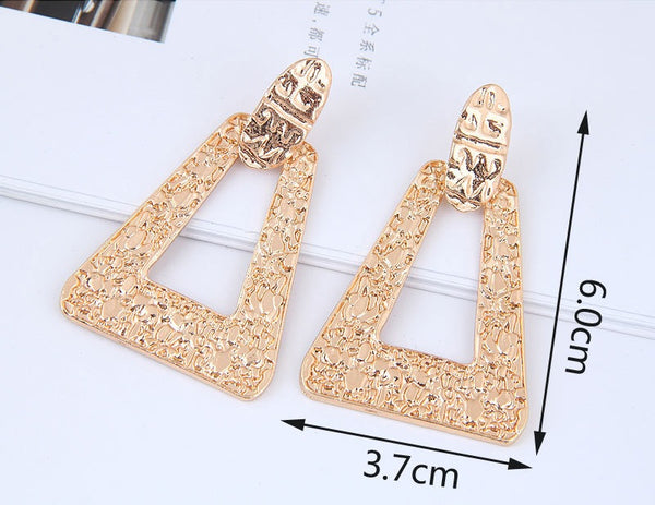 Retro Metal Geometric Triangle Earrings