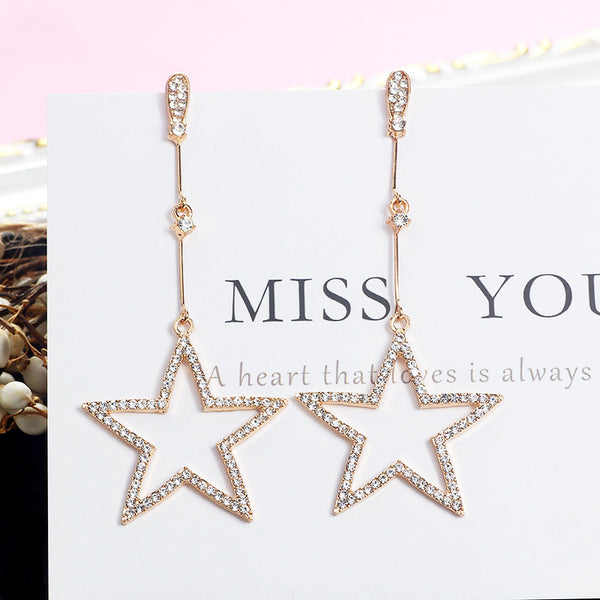 Flash Diamond Pointed Star Earrings