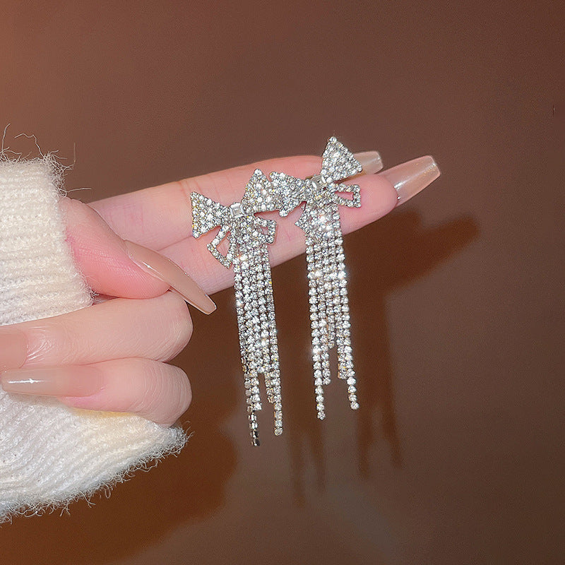 Exquisite Full Diamond Tassel Earrings