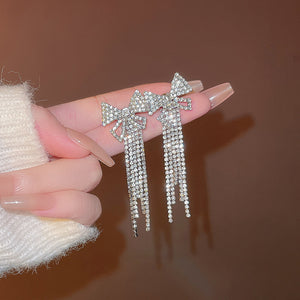 Exquisite Full Diamond Tassel Earrings