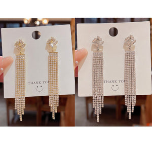 Full Diamond Long Tassel Earrings