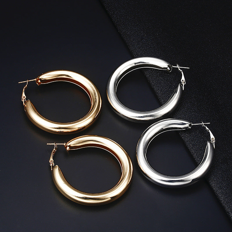 Large Alloy Hoop Earrings
