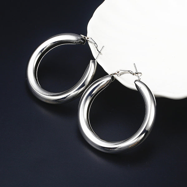 Large Alloy Hoop Earrings