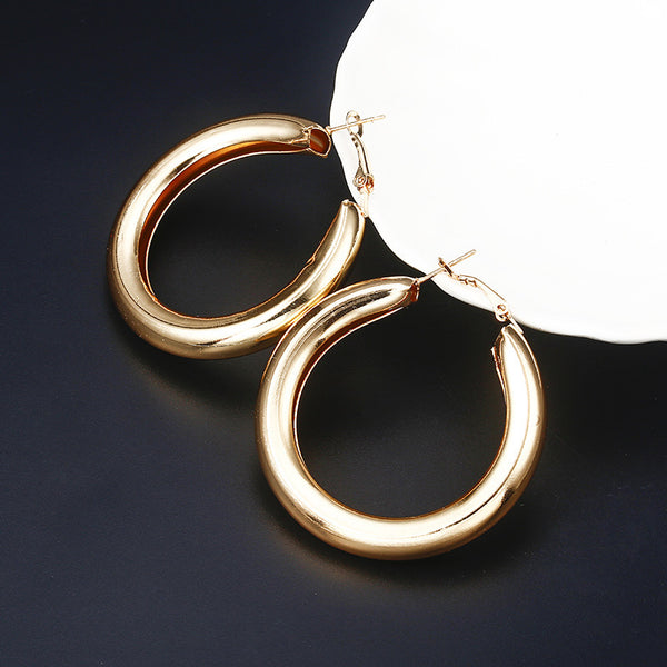 Large Alloy Hoop Earrings