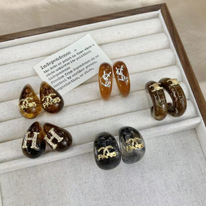 Retro Drop Shaped Resin Branded Letters Earrings