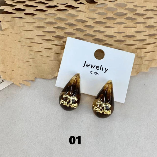 Retro Drop Shaped Resin Branded Letters Earrings