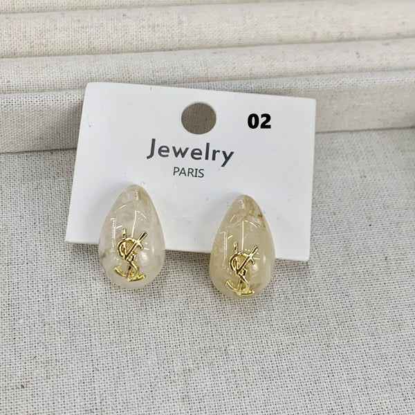 Retro Drop Shaped Resin Branded Letters Earrings