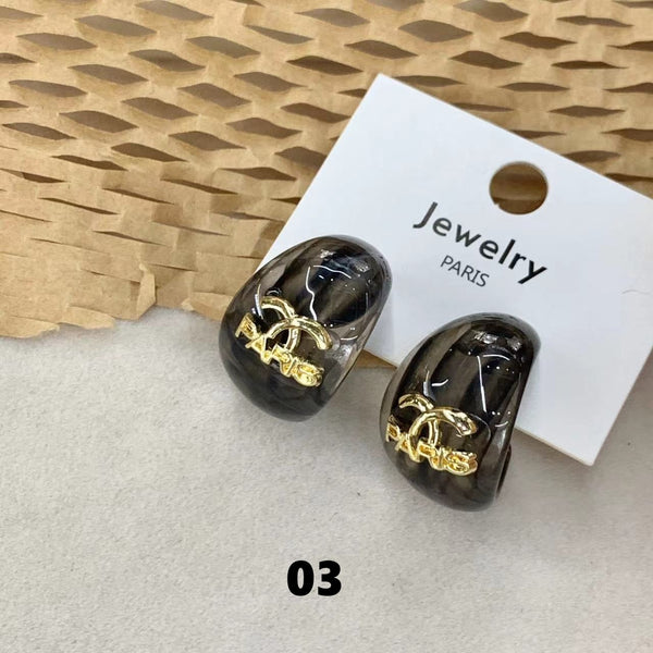 Retro Drop Shaped Resin Branded Letters Earrings