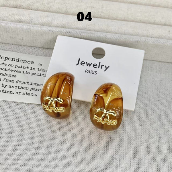 Retro Drop Shaped Resin Branded Letters Earrings