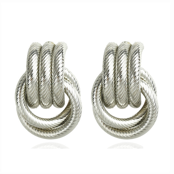 Exaggerated Geometric Metal Earrings
