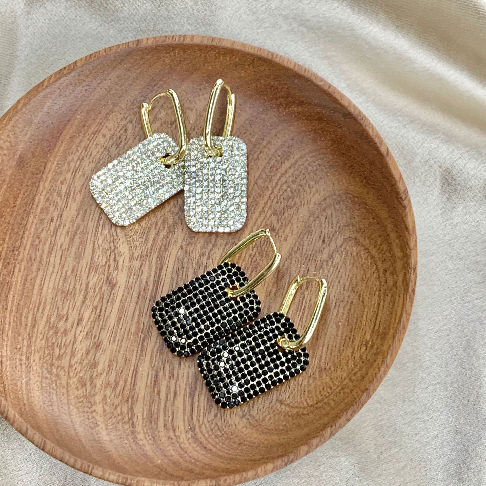 Diamond Filled Geometric Earrings